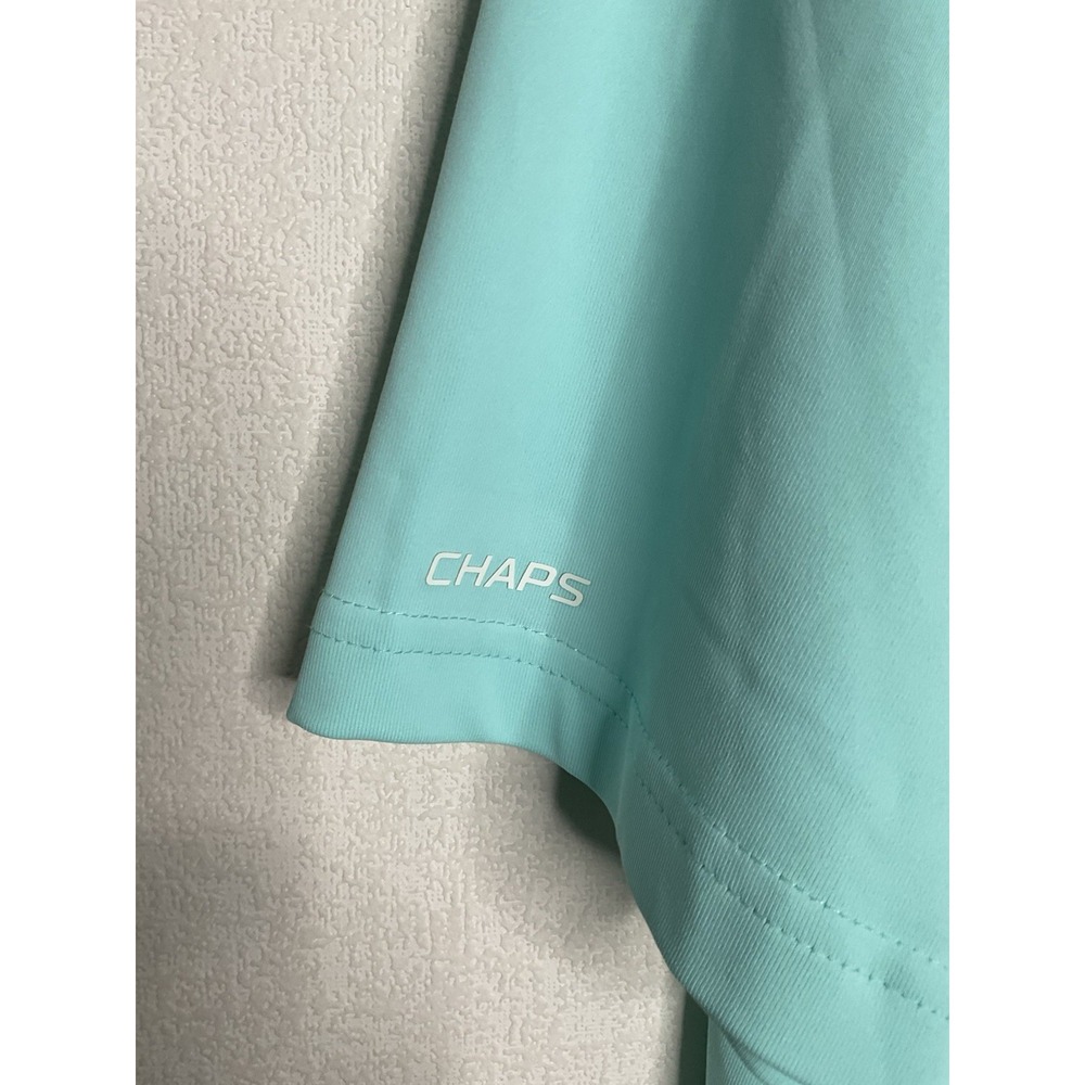 CHAPS Golf Polo Men's Size L Aruba Blue/Light Turquoise Shorts Sleeve Shirt UPF - Picture 8 of 14